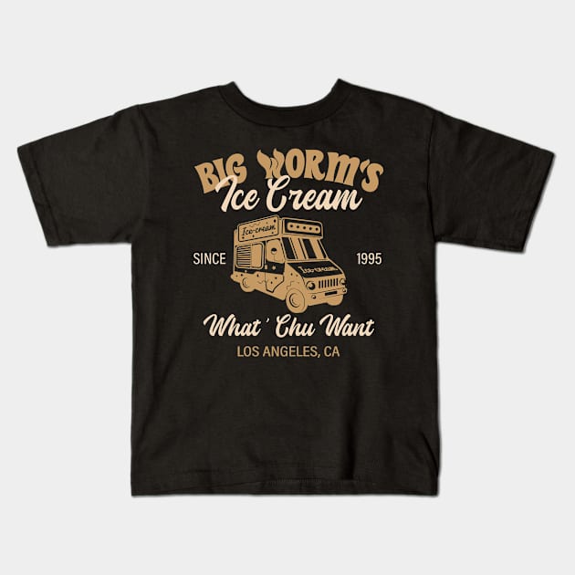 Big Worm's Ice Cream What Chu Want, los angeles, ca, since 1995 brown color Kids T-Shirt by BijStore